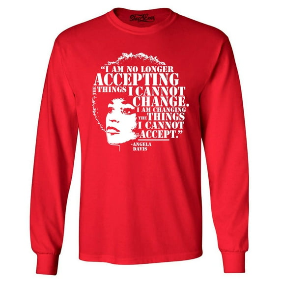 Shop4Ever Men's Changing The Things I Cannot Accept Angela Davis Long Sleeve Shirt XX-Large Red