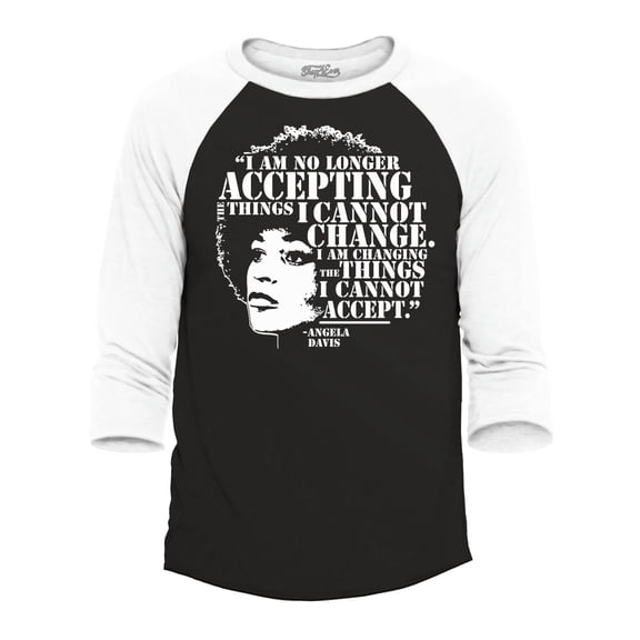 Shop4Ever Men's Changing The Things I Cannot Accept Angela Davis Raglan Baseball Shirt Medium Black/White