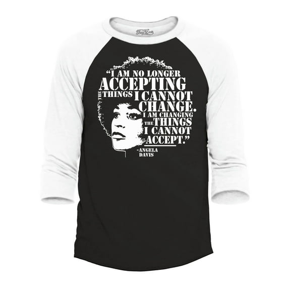 Shop4Ever Men's Changing The Things I Cannot Accept Angela Davis Raglan Baseball Shirt Small Black/White