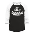 thumbnail image 1 of Shop4Ever Men's Child Handprint Heart Autism Awareness Puzzle Pieces Raglan Baseball Shirt Small Black/White, 1 of 4