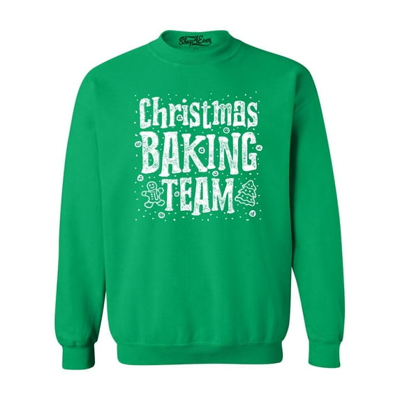 Shop4Ever Men's Christmas Baking Team WHITE Crewneck Sweatshirt Large Irish Green
