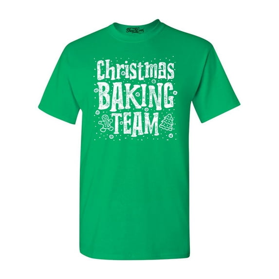 Shop4Ever Men's Christmas Baking Team WHITE Graphic T-shirt XX-Large Irish Green