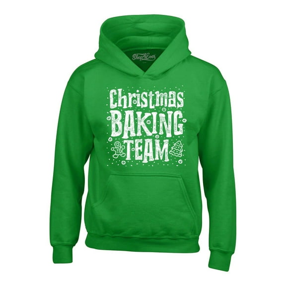 Shop4Ever Men's Christmas Baking Team WHITE Hooded Sweatshirt Hoodie Small Irish Green