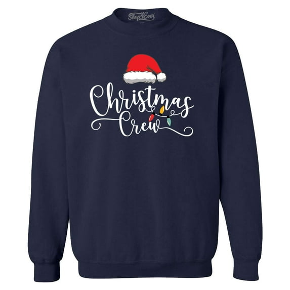 Shop4Ever Men's Christmas Crew Matching Xmas Holiday Crewneck Sweatshirt Large Navy