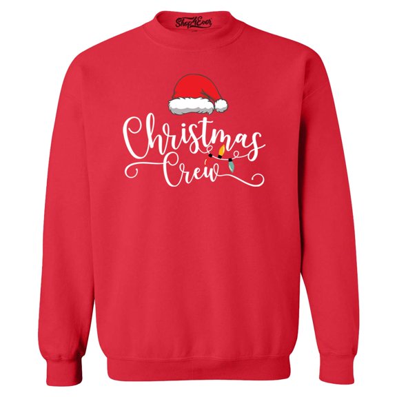 Shop4Ever Men's Christmas Crew Matching Xmas Holiday Crewneck Sweatshirt X-Large Red