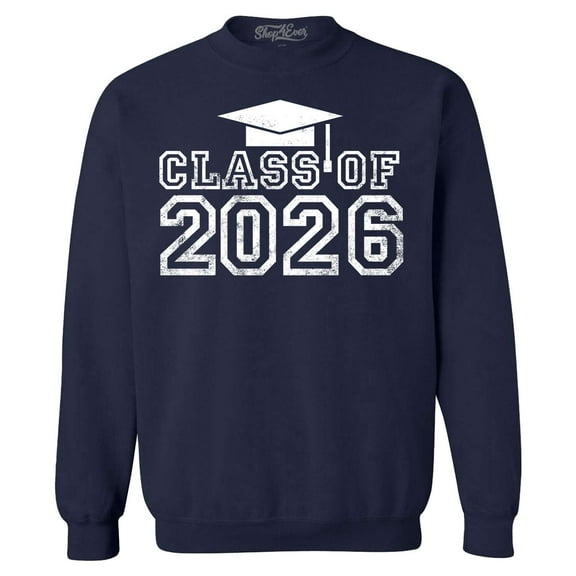 Shop4Ever Men's Class of 2026 Crewneck Sweatshirt Large Navy
