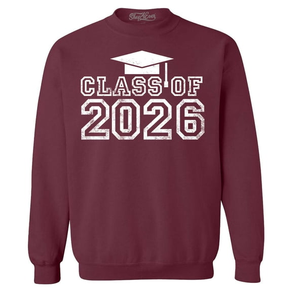 Shop4Ever Men's Class of 2026 Crewneck Sweatshirt Medium Maroon