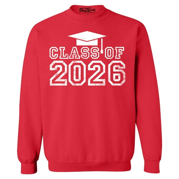 Shop4Ever Men's Class of 2026 Crewneck Sweatshirt Medium Red