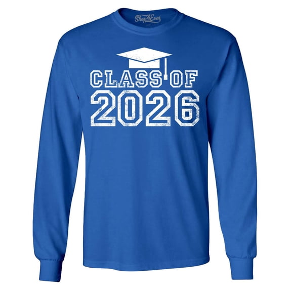 Shop4Ever Men's Class of 2026 Long Sleeve Shirt Large Royal Blue