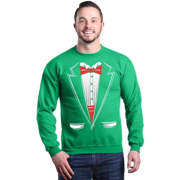 Shop4Ever Men's Classic Red Bow Tie Tuxedo Suit Party Costume Crewneck Sweatshirt Small Irish Green