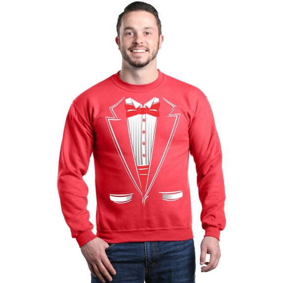 Shop4Ever Men's Classic Red Bow Tie Tuxedo Suit Party Costume Crewneck Sweatshirt XX-Large Red
