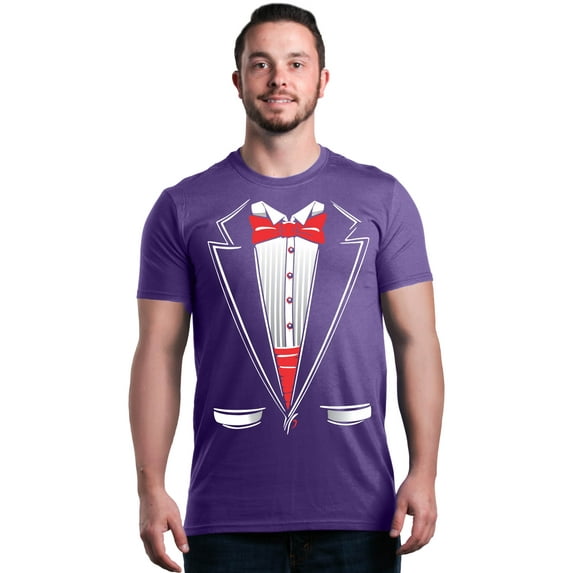 Shop4Ever Men's Classic Red Bow Tie Tuxedo Suit Party Costume Graphic T-shirt X-Large Purple