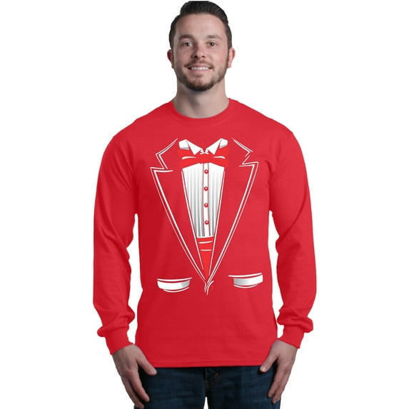 Shop4Ever Men's Classic Red Bow Tie Tuxedo Suit Party Costume Long Sleeve Shirt Medium Red