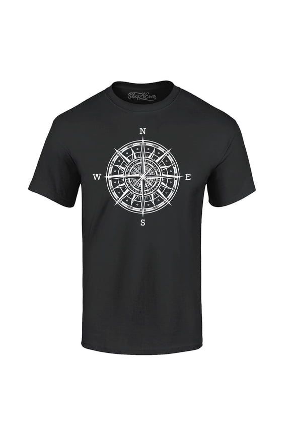 Men's Compass Traveling North South East West Graphic T-shirt XXXX-Large Black