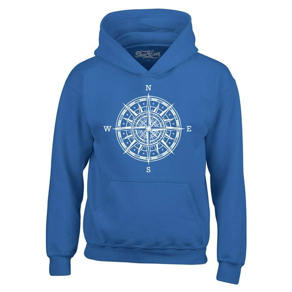 Shop4Ever Men's Compass Traveling North South East West Hooded Sweatshirt Hoodie Medium Royal Blue