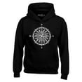 thumbnail image 1 of Shop4Ever Men's Compass Traveling North South East West Hooded Sweatshirt Hoodie X-Large Black, 1 of 5