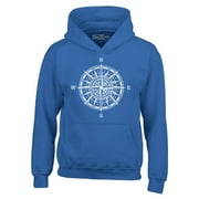 Shop4Ever Men's Compass Traveling North South East West Hooded Sweatshirt Hoodie XXX-Large Royal Blue