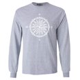 thumbnail image 1 of Shop4Ever Men's Compass Traveling North South East West Long Sleeve Shirt Large Sports Grey, 1 of 5
