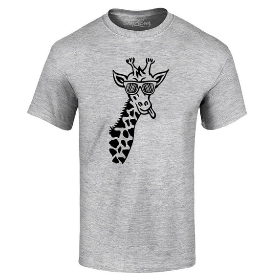 Shop4Ever Men's Cool Giraffe Cute Animal Graphic T-shirt Medium Sports Grey