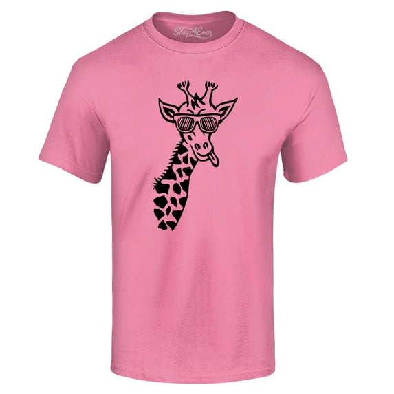 Shop4Ever Men's Cool Giraffe Cute Animal Graphic T-shirt XX-Large Azalea Pink
