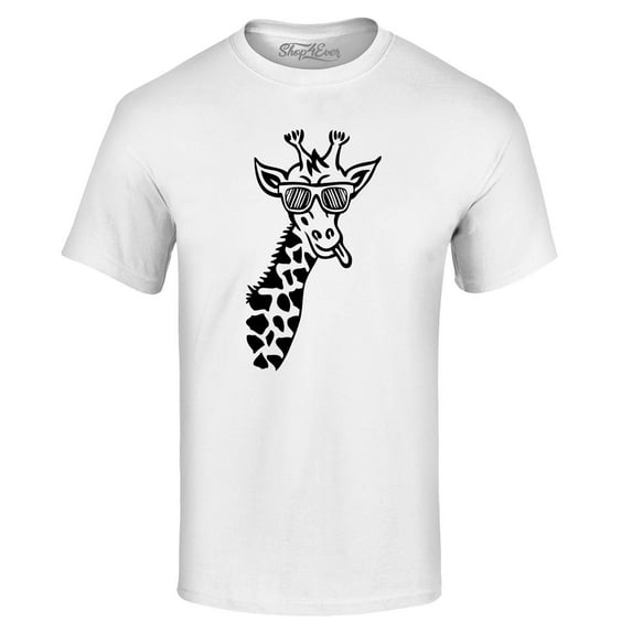 Shop4Ever Men's Cool Giraffe Cute Animal Graphic T-shirt XXXX-Large White