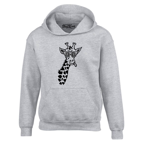 Shop4Ever Men's Cool Giraffe Cute Animal  Hooded Sweatshirt Hoodie Small Sports Grey