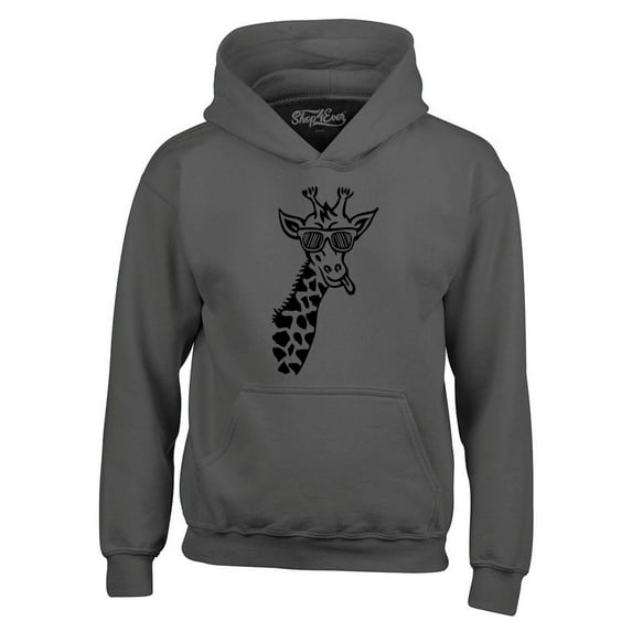 Shop4Ever Men's Cool Giraffe Cute Animal Hooded Sweatshirt Hoodie XXX-Large Charcoal