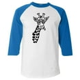thumbnail image 1 of Shop4Ever Men's Cool Giraffe Cute Animal  Raglan Baseball Shirt Small White/Blue, 1 of 5