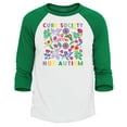 thumbnail image 1 of Shop4Ever Men's Cure Society Not Autism Florals Flowers Raglan Baseball Shirt XX-LargeWhite/Kelly, 1 of 3
