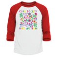 thumbnail image 1 of Shop4Ever Men's Cure Society Not Autism Florals Flowers Raglan Baseball Shirt XXX-LargeWhite/Red, 1 of 3