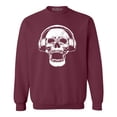 thumbnail image 1 of Shop4Ever Men's  DJ Skull Wearing Headphones Crewneck Sweatshirt Small Maroon, 1 of 5
