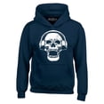 thumbnail image 1 of Shop4Ever Men's  DJ Skull Wearing Headphones Hooded Sweatshirt Hoodie X-Large Navy, 1 of 5