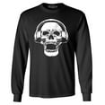 thumbnail image 1 of Shop4Ever Men's  DJ Skull Wearing Headphones Long Sleeve Shirt 3XL Black, 1 of 5