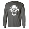 thumbnail image 1 of Shop4Ever Men's  DJ Skull Wearing Headphones Long Sleeve Shirt Small Charcoal, 1 of 5