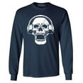 thumbnail image 1 of Shop4Ever Men's  DJ Skull Wearing Headphones Long Sleeve Shirt Small Navy, 1 of 5