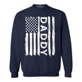 thumbnail image 1 of Shop4Ever Men's Daddy American Flag Crewneck Sweatshirt Medium Navy, 1 of 5