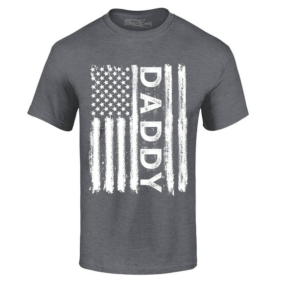 Shop4Ever Men's Daddy American Flag Graphic T-shirt Large Dark Heather