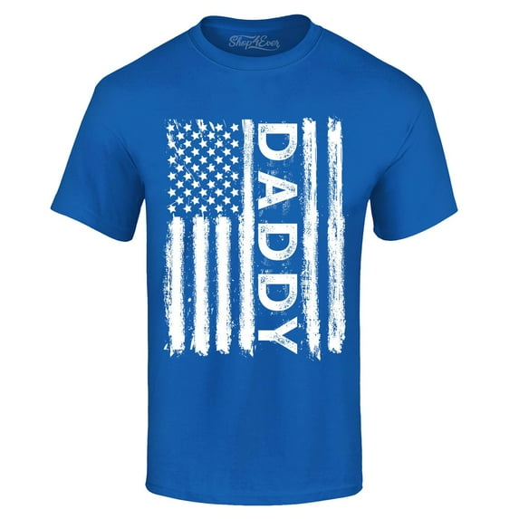 Shop4Ever Men's Daddy American Flag Graphic T-shirt Medium Royal Blue