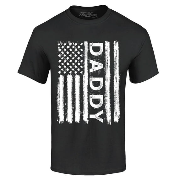 Shop4Ever Men's Daddy American Flag Graphic T-shirt X-Large Black