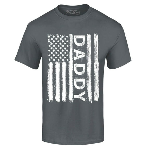 Shop4Ever Men's Daddy American Flag Graphic T-shirt XXX-Large Charcoal