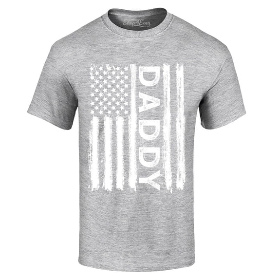 Shop4Ever Men's Daddy American Flag Graphic T-shirt XXXX-Large Sports Grey