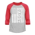 thumbnail image 1 of Shop4Ever Men's Daddy American Flag USA Gift for Father Raglan Baseball Shirt X-Small Heather Grey/Red, 1 of 4