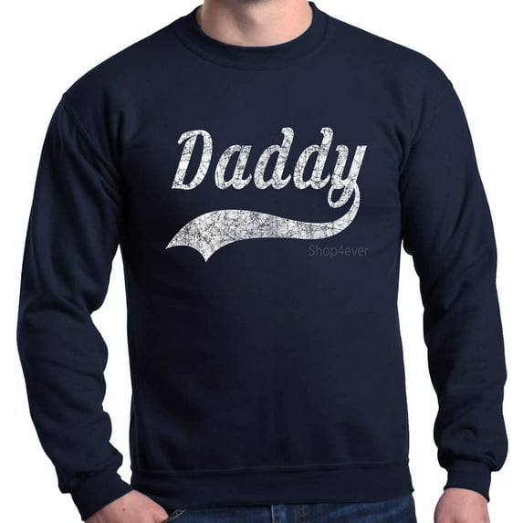Shop4Ever Men's Daddy Classic Baseball Father's Day Crewneck Sweatshirt Small Navy