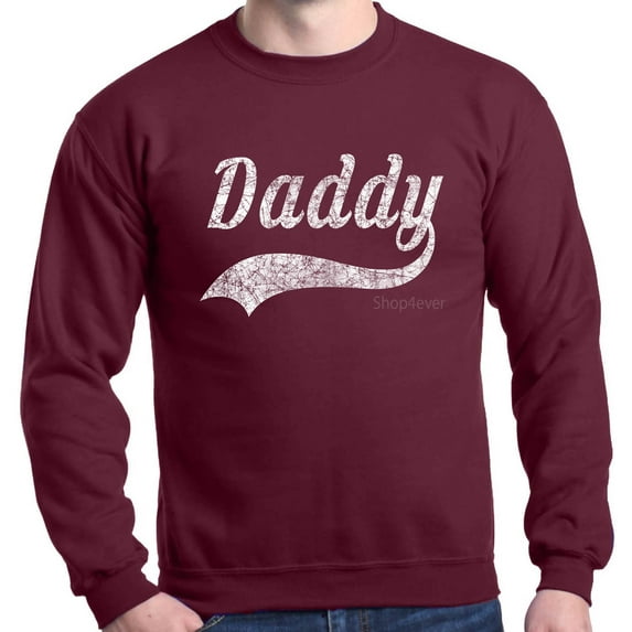 Shop4Ever Men's Daddy Classic Baseball Father's Day Crewneck Sweatshirt X-Large Maroon
