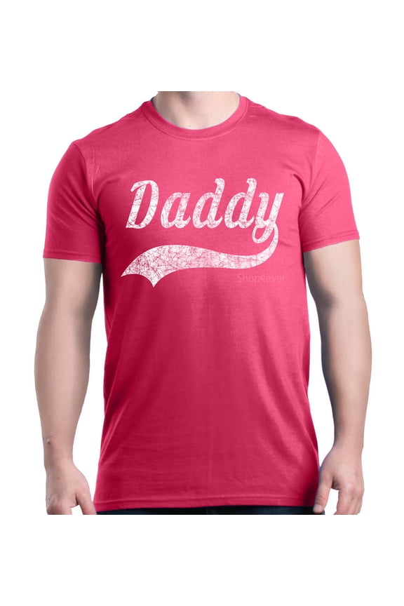 Men's Daddy Classic Baseball Father's Day Graphic T-shirt Medium Heliconia Pink