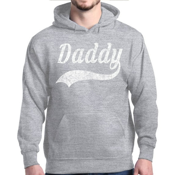 Shop4Ever Men's Daddy Classic Baseball Father's Day Hooded Sweatshirt Hoodie Large Sports Grey