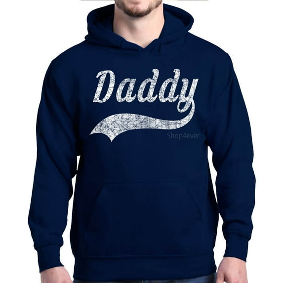 Shop4Ever Men's Daddy Classic Baseball Father's Day Hooded Sweatshirt Hoodie Medium Navy