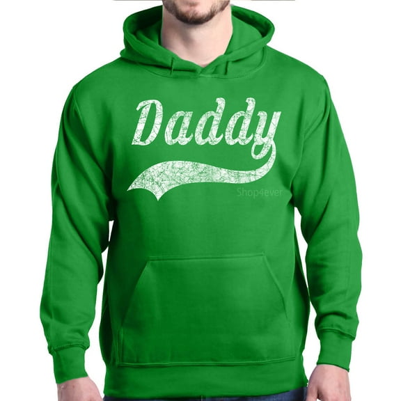 Shop4Ever Men's Daddy Classic Baseball Father's Day Hooded Sweatshirt Hoodie Small Irish Green