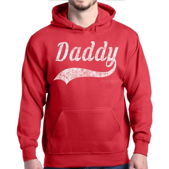 Shop4Ever Men's Daddy Classic Baseball Father's Day Hooded Sweatshirt Hoodie Small Red