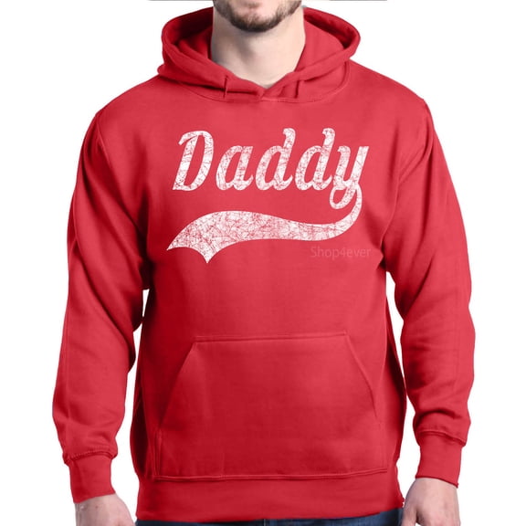 Shop4Ever Men's Daddy Classic Baseball Father's Day Hooded Sweatshirt Hoodie XXX-Large Red